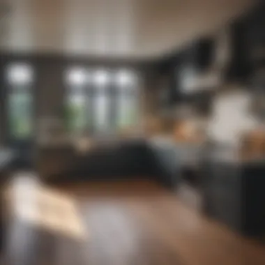 Elegant Kitchen Design in Studio Elegant kitchen area in a large studio apartment showcasing design potential