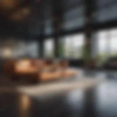 Modern Spacious Studio Interior Spacious interior of a large studio apartment with modern furnishings