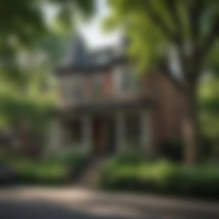 A vibrant street scene in the Lincoln Park neighborhood showcasing lush greenery and charming architecture