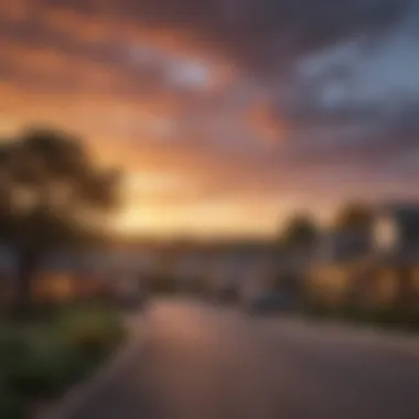 A picturesque sunset view over a popular neighborhood in Austin