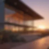 A picturesque view of iconic Phoenix architecture against a sunset