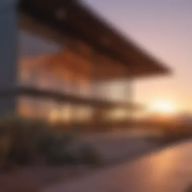 Phoenix Architecture at Sunset A picturesque view of iconic Phoenix architecture against a sunset
