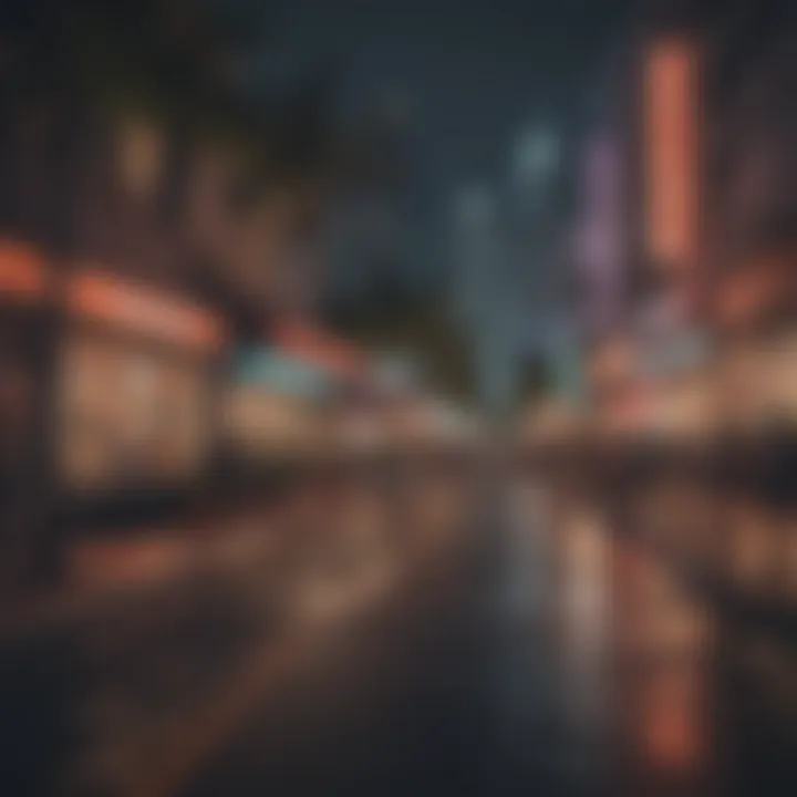 Bustling atmosphere of downtown Miami with shops and cafes