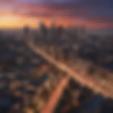 Stunning skyline view of Los Angeles at sunset