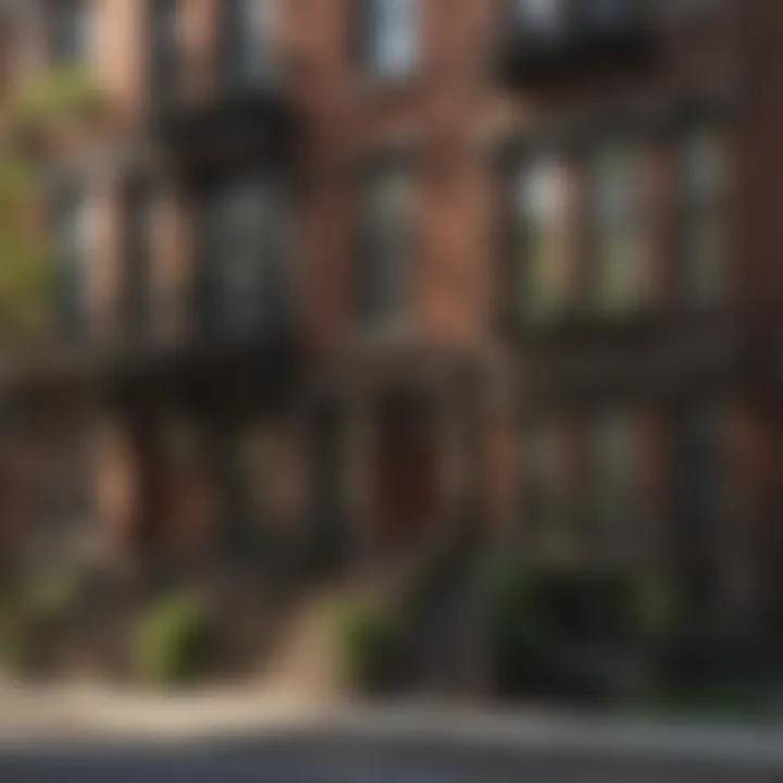 Neighborhood street lined with brownstones