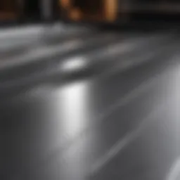 Close-up of stainless steel surface reflecting light