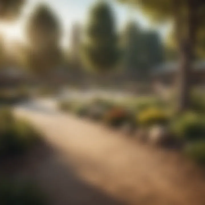 Community Park in the Suburbs Beautiful park with families enjoying outdoor activities