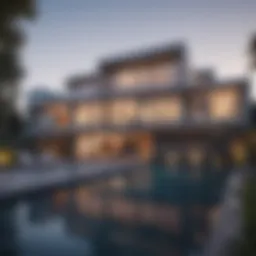 Exterior view of a luxurious seven-bedroom home showcasing modern architecture