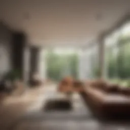 Contemporary living space with natural light