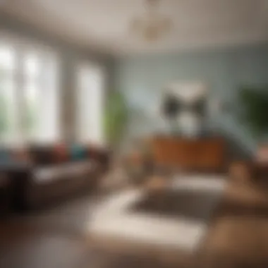 Transformative Living Room Deep Clean A serene living room showcasing deep cleaning results with sparkling surfaces and organized furniture