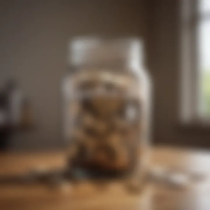 A savings jar filled with coins representing financial goals