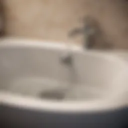 Visual representation of a clogged bathtub drain