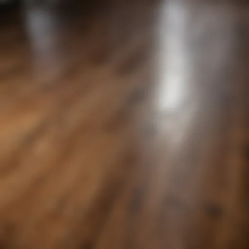 Close-up of a polished finished wood floor reflecting light