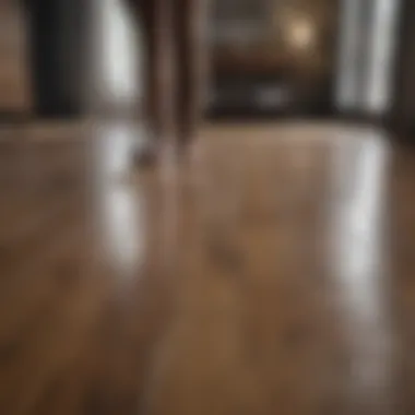 A person gently sweeping a finished wood floor