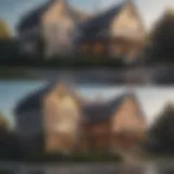 Before and after cleaning the side of a house