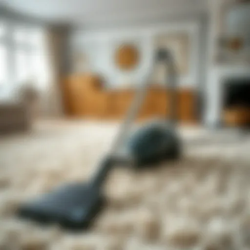 A beautifully arranged wool carpet with a vacuum cleaner