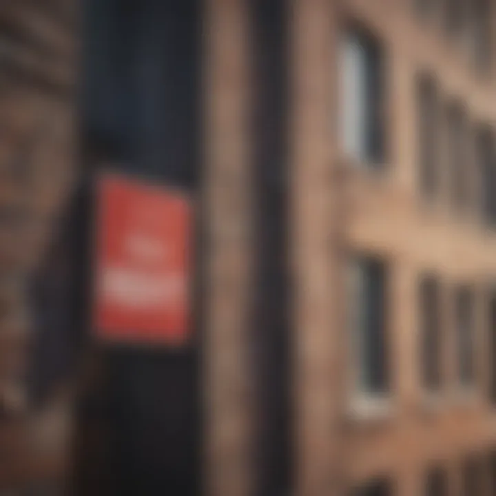 Apartment building with rent stabilization sign