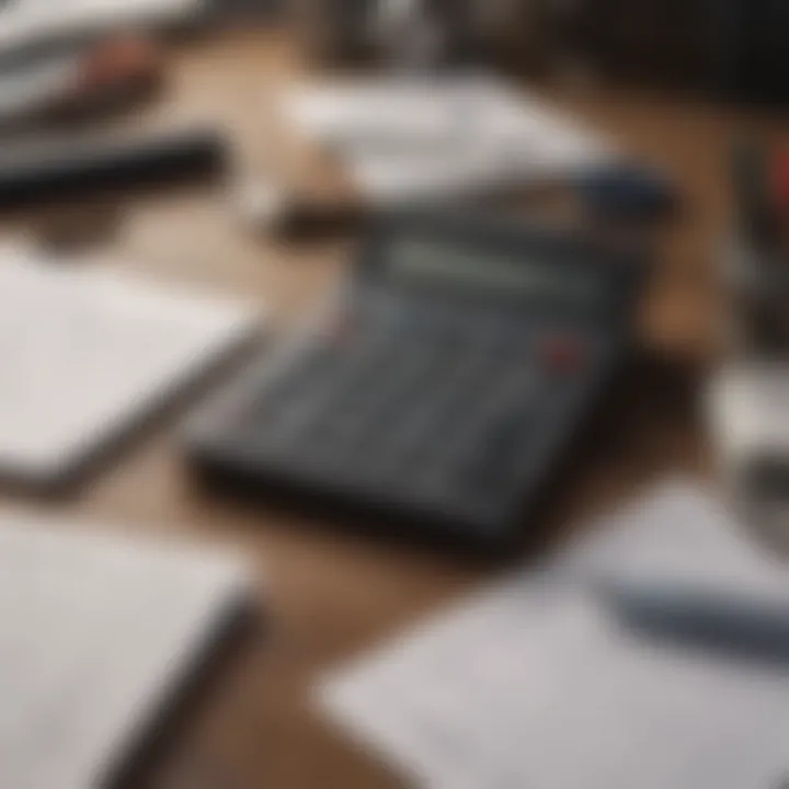 Calculator and notepad on a desk for square footage calculations