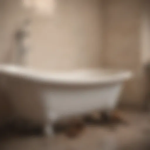 Clogged bathtub drain with visible debris