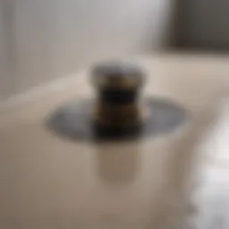 Close-up view of a clogged shower drain