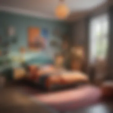 Playful Kids' Room Decor A vibrant children's room decorated with playful and colorful prints