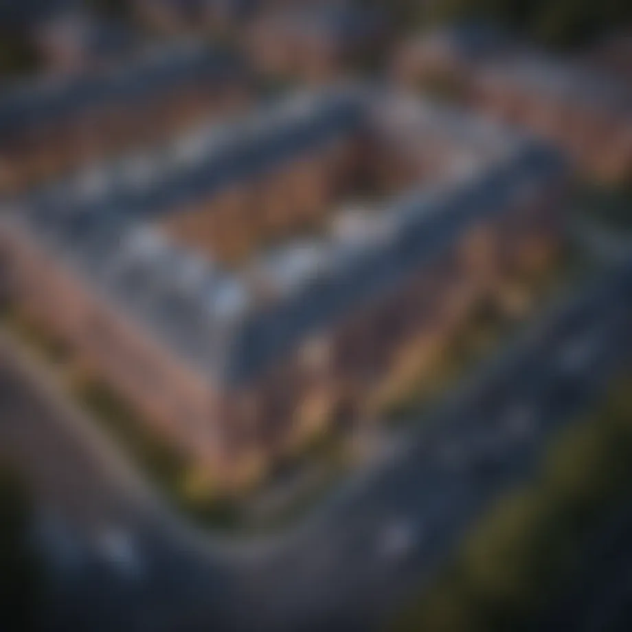 Aerial view showcasing the architectural layout of Lechmere Apartments