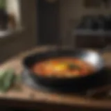 A well-seasoned iron skillet showcasing its glossy surface.