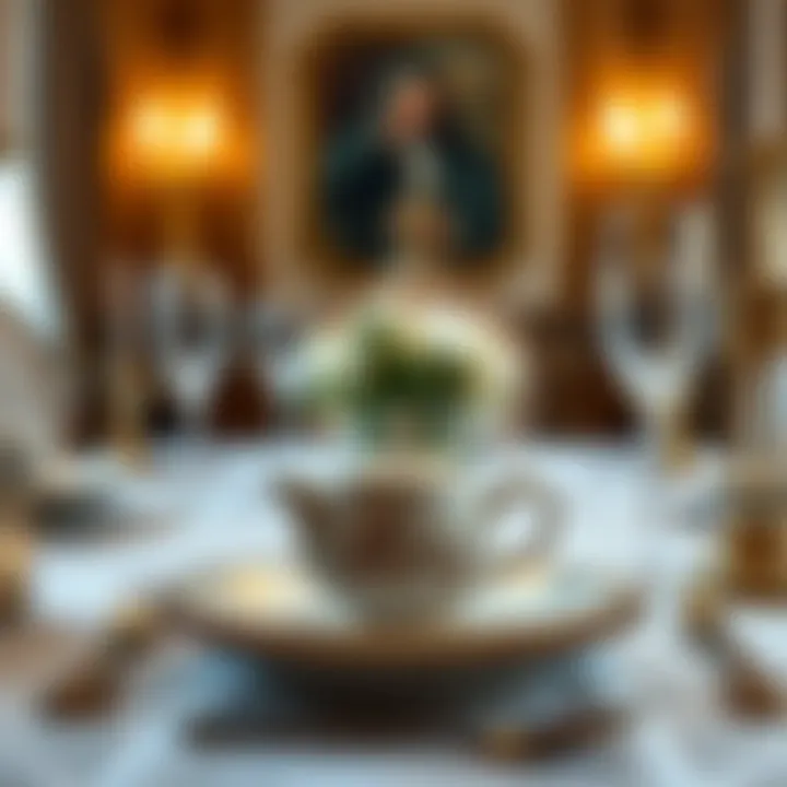 Close-up of intricately designed tableware showcasing craftsmanship
