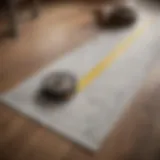 Measuring tape on a floor plan