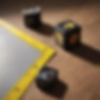 Tools for measuring square footage, including tape measure and laser measure