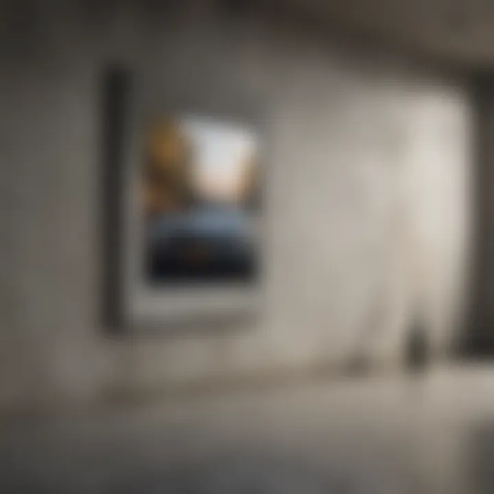 Finished artwork displayed on a concrete wall