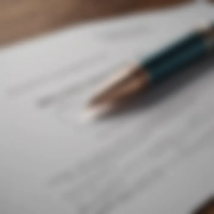 A close-up of a contract with a pen, symbolizing the importance of agreements in property transactions