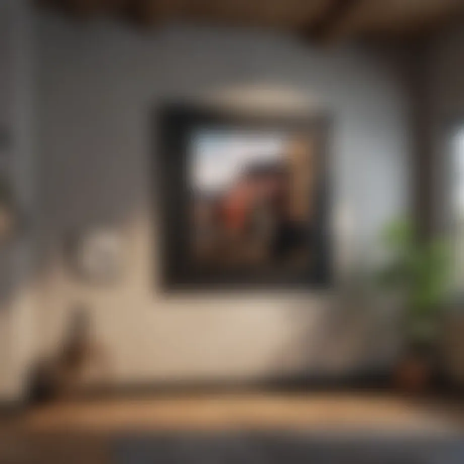 Creative wall display showcasing various picture hanging techniques