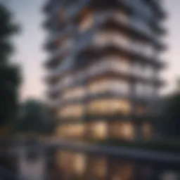 Modern condominium building showcasing architectural elegance