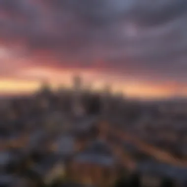 Scenic view of Seattle skyline at sunset