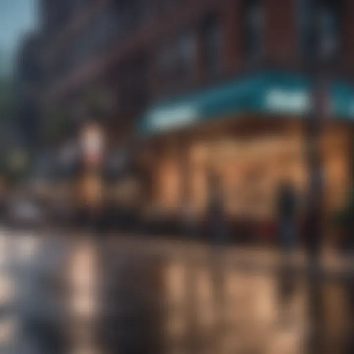 A vibrant street scene in Chicago filled with local shops and cafes bustling with activity.