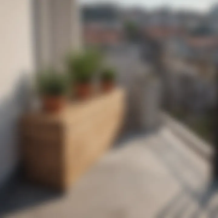 Multi-functional storage bench on a balcony