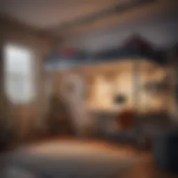 Cozy studio apartment showcasing a loft bed