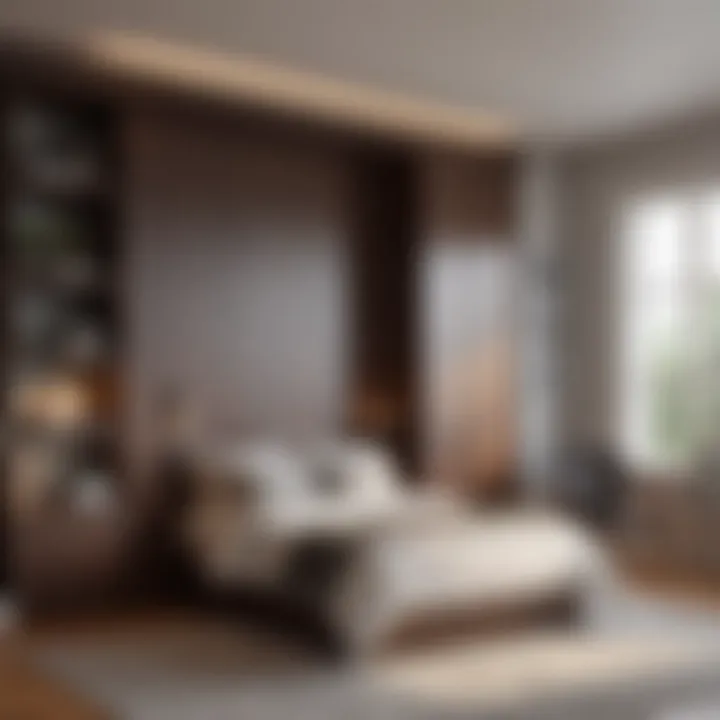 Elegant murphy bed seamlessly integrated into a wall