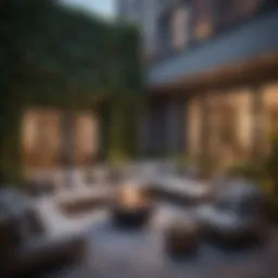 Stylish apartment terrace with modern outdoor seating