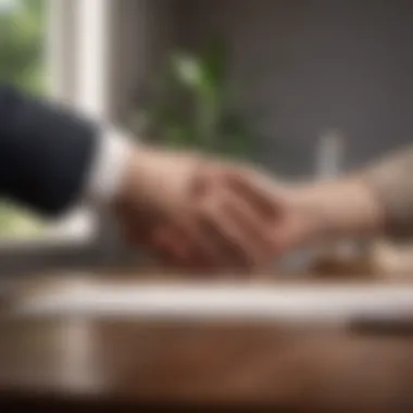 A handshake symbolizing a rental agreement negotiation.