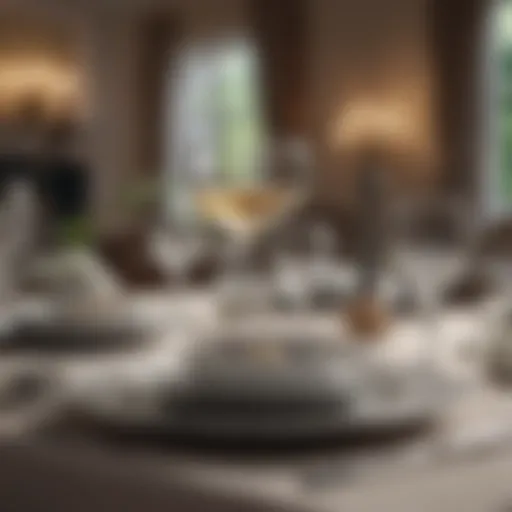 Elegant dinner table setting with fine china and crystal glassware