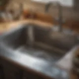 Clogged kitchen sink drain showing buildup
