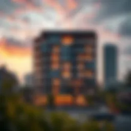 A stunning architectural view of mid city flats showcasing modern design