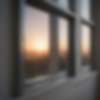 Close-up of pristine window with sunlight reflecting off glass