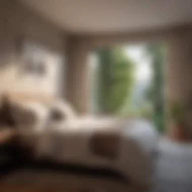 Tranquil Landscape Photography in Bedroom A serene landscape photograph enhancing a tranquil bedroom