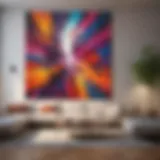 A vibrant oversized abstract painting that transforms a living room