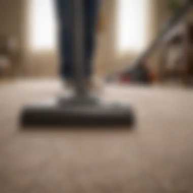 Vacuuming an Area Rug An area rug being vacuumed to remove dirt.