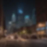 Scenic view of Philadelphia skyline at night with vibrant lights