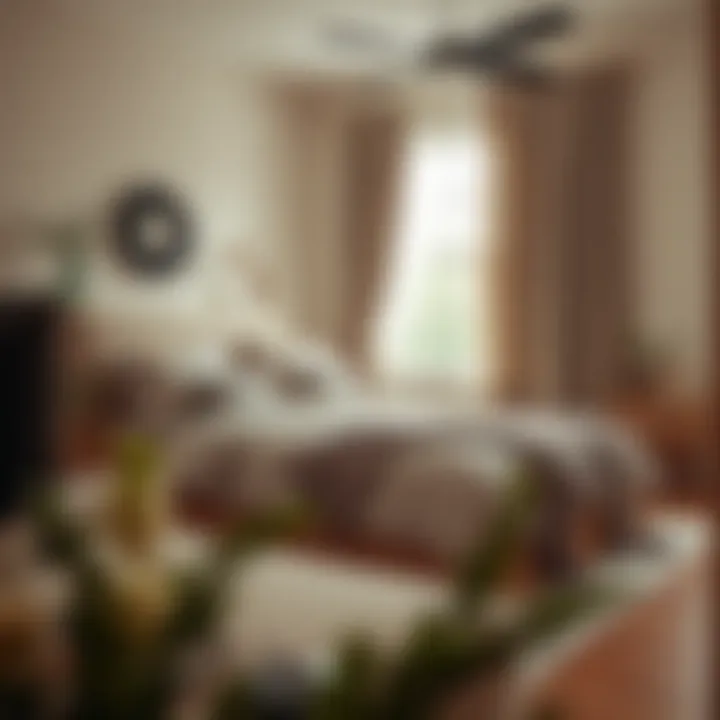 A serene bedroom with organized decor and fresh linens
